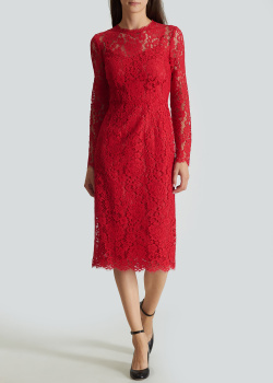 Кружевное платье Dolce&Gabbana красного цвета, фото